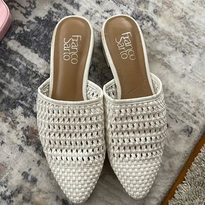 White Franco Sarto flats with mini heels! Worn a handful of times! 💕